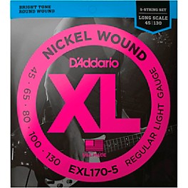 D'Addario EXL170-5 XL Nickel Round Wound 5-String Long Bass Strings