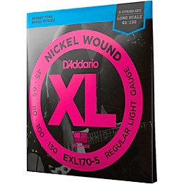 D'Addario EXL170-5 XL Nickel Round Wound 5-String Long Bass Strings