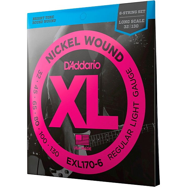D'Addario EXL170-6 Nickel Round Wound 6 String Long Bass Strings