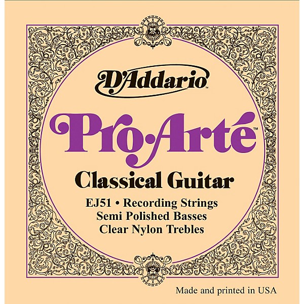 D'Addario EJ51 Pro-Arte Semi Polished Basses Hard Tension Classical Guitar Strings