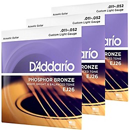 D'Addario EJ26-3D 3-Pack Custom Light Acoustic Guitar Strings