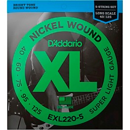 D'Addario EXL220-5 XL 5-String Bass Super Soft/Long String Set