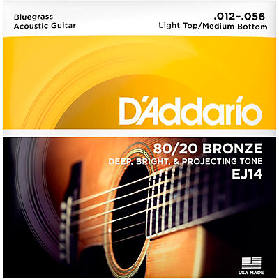 D'addario Ej14 80/20 Bronze Bluegrass Medium Light Acoustic Guitar Strings for sale