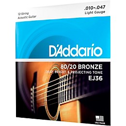 D'Addario EJ36 12-String 80/20 Bronze Light Acoustic Guitar Strings