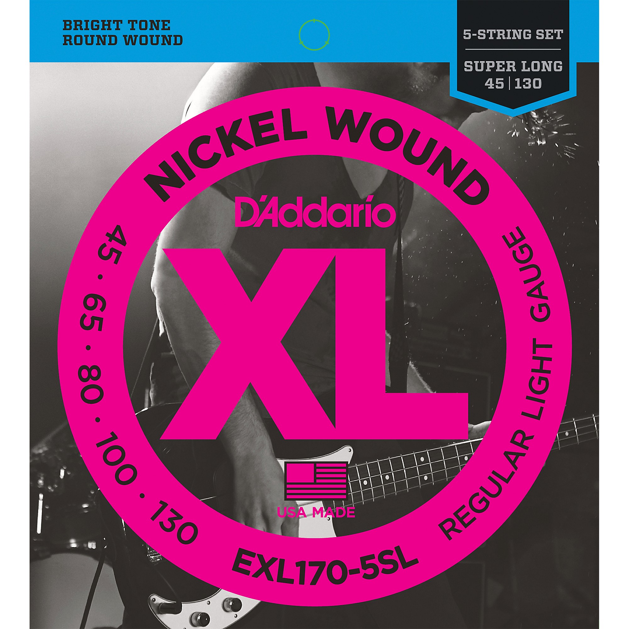 D'Addario EXL170-5SL Regular Light Nickel Wound Super Long Scale 5