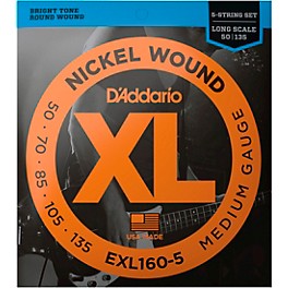 D'Addario EXL160-5 XL 5-String Bass Regular/Long String Set