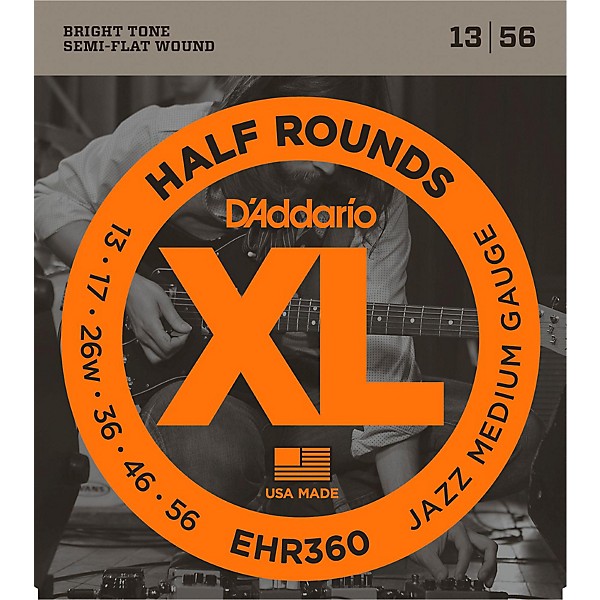 D'Addario EHR360 Half Round Jazz Medium Electric Guitar Strings