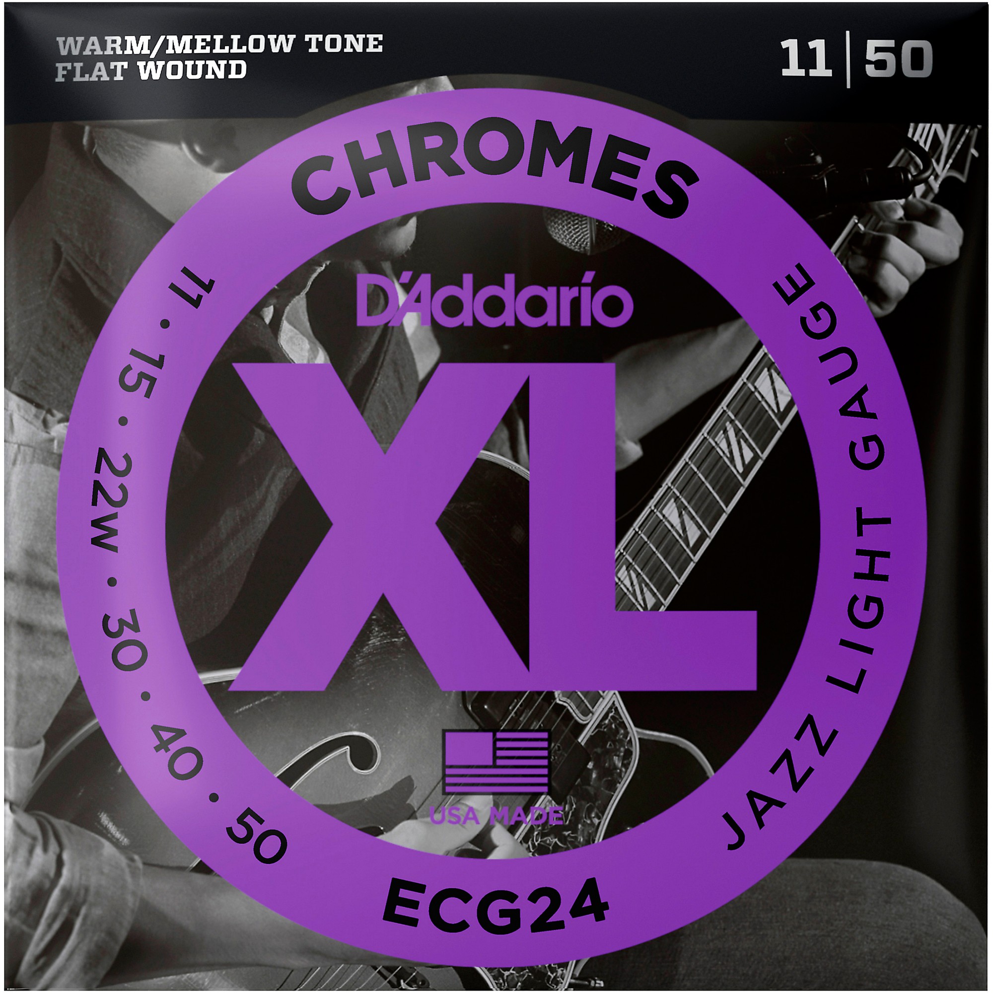 D'Addario XL Chromes Jazz Light Electric Guitar Strings ECG24 