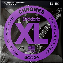 D'Addario XL Chromes Jazz Light Electric Guitar Strings ECG24 Flatwound