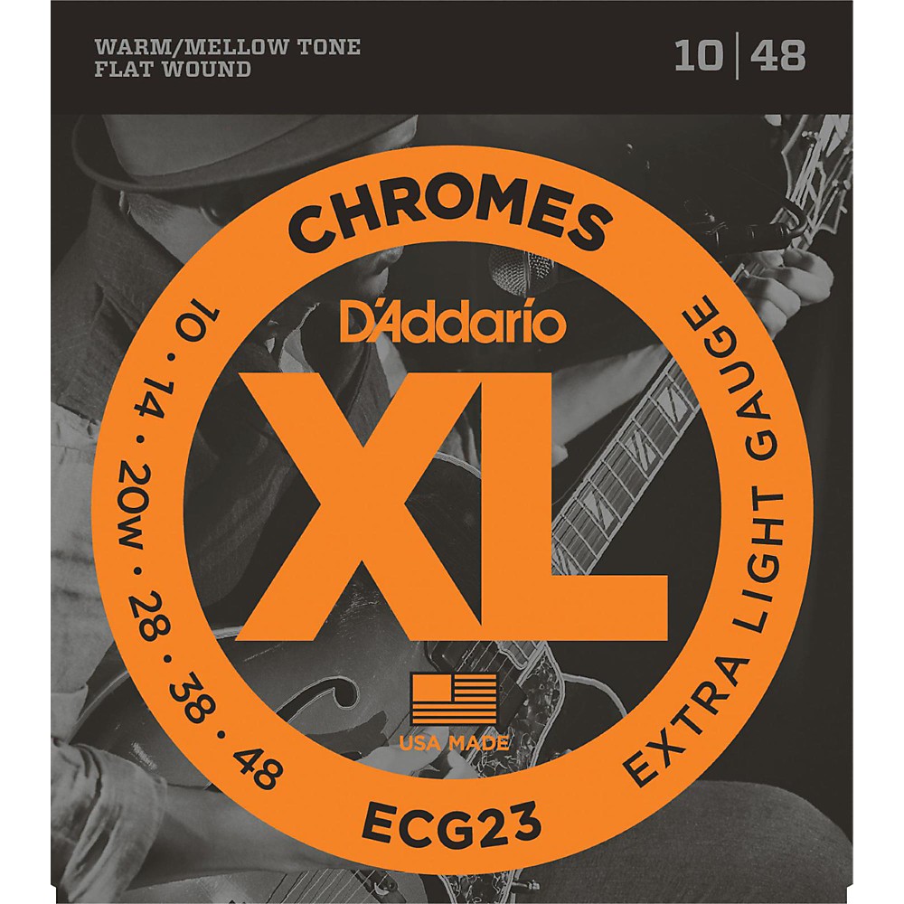 5 Sets D'Addario ECG24 Chromes Flat Wound Jazz Light 11-50 Guitar Strings 