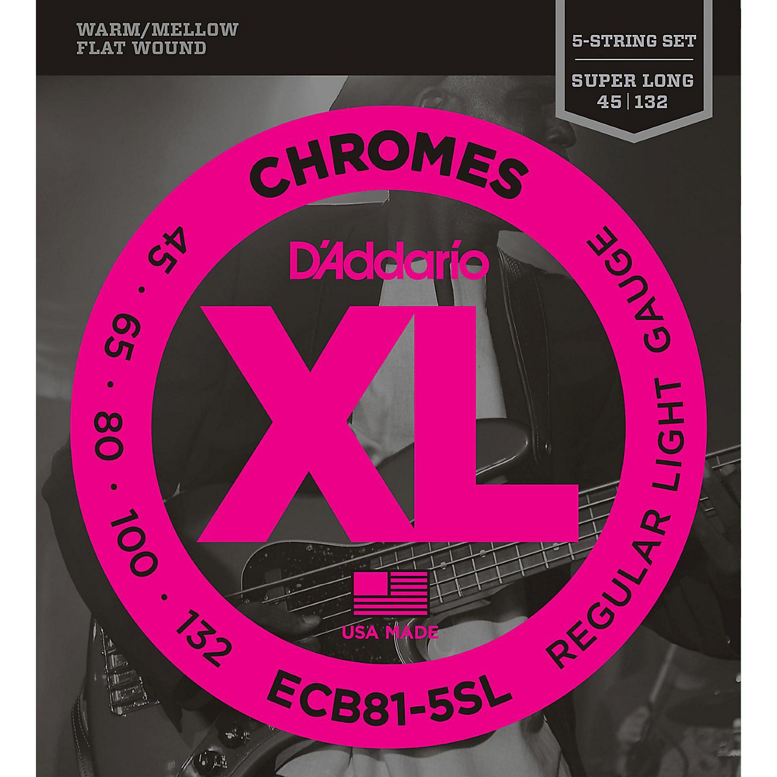 D'Addario ECB815SL Chromes Flat Wound 5String Bass Soft SL Strings