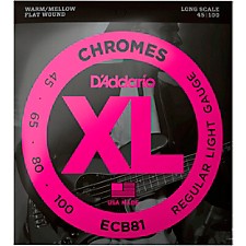 D'Addario ECB81-5 Chromes XL Flatwound Bass Strings - Light