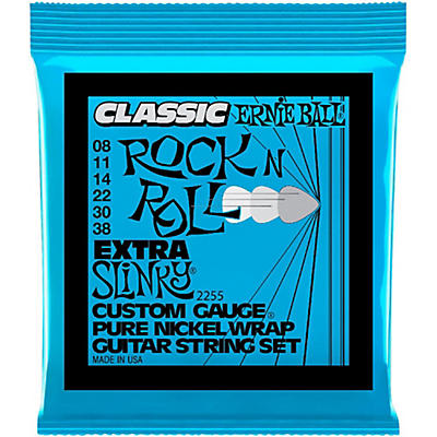 Ernie Ball P02255 Extra Slinky Pure Nickel Wrap Electric Guitar Strings 8-38 for sale