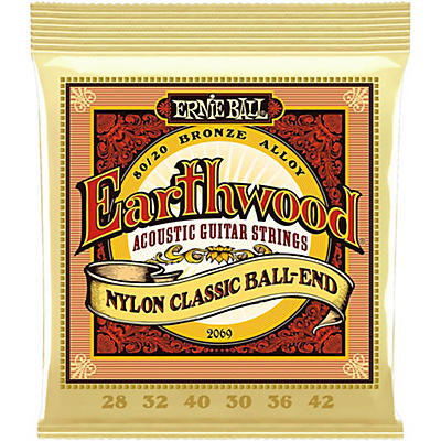 Ernie Ball 2069 Earthwood 80/20 Bronze Folk Nylon Ball End Acoustic Guitar Strings for sale