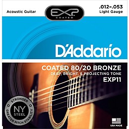 D'Addario EXP11 Coated 80/20 Bronze Light Acoustic Guitar Strings