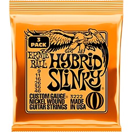 Ernie Ball 3222 Nickel Hybrid Slinky Electric Guitar Strings 3-Pack