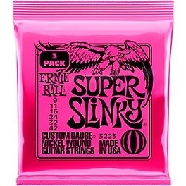 Ernie Ball 3223 Nickel Super Slinky Electric Guitar Strings 3-Pack