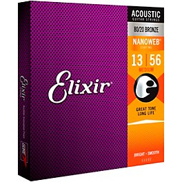 Elixir 80/20 Bronze Acoustic Guitar Strings With NANOWEB Coating, Medium (.013-.056)