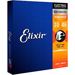 Elixir Electric Guitar Strings With NANOWEB Coating, Light (.010-.046)