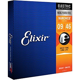 Elixir Electric Guitar Strings with NANOWEB Coating, Custom Light (.009-.046)