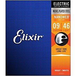 Elixir Electric Guitar Strings with NANOWEB Coating, Custom Light (.009-.046)