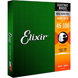 Elixir Nickel-Plated Steel 4-String Bass Strings with NANOWEB Coating, Long Scale, Light (.045-.100)