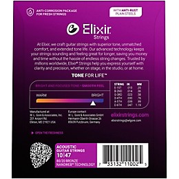 Elixir 80/20 Bronze Acoustic Guitar Strings With NANOWEB Coating, Extra Light (.010-.047)