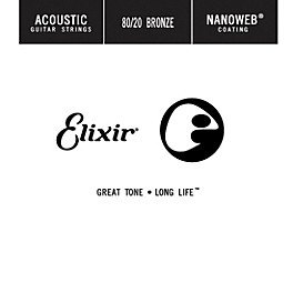 Elixir 80/20 Bronze Single Acoustic Guitar String with NANOWEB Coating (.024)