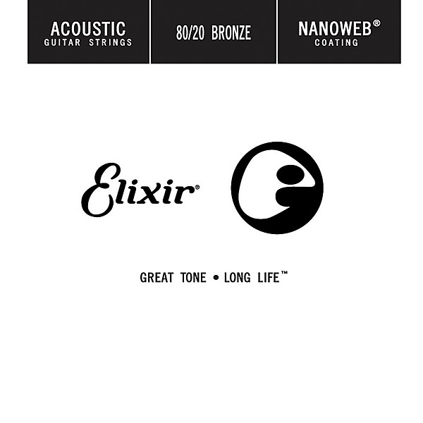 Elixir 80/20 Bronze Single Acoustic Guitar String with NANOWEB Coating (.024)