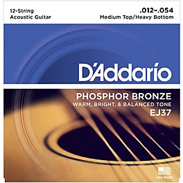 D'Addario EJ37 12-String Phosphor Bronze Acoustic Guitar Strings - Medium Top Heavy Bottom