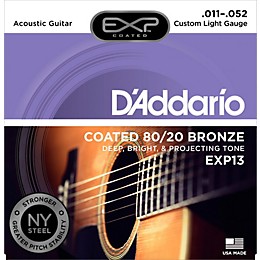 D'Addario EXP13 Coated 80/20 Bronze Custom Light Acoustic Guitar Strings
