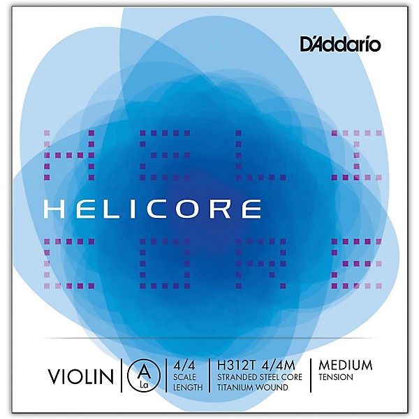 D'Addario Helicore Violin  Single A String 4/4 Size Medium Titanium