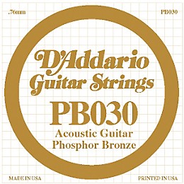 D'Addario PB030 Phosphor Bronze Acoustic Guitar Strings Single