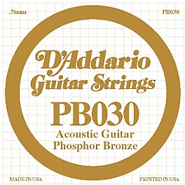 D'Addario PB030 Phosphor Bronze Acoustic Guitar Strings Single