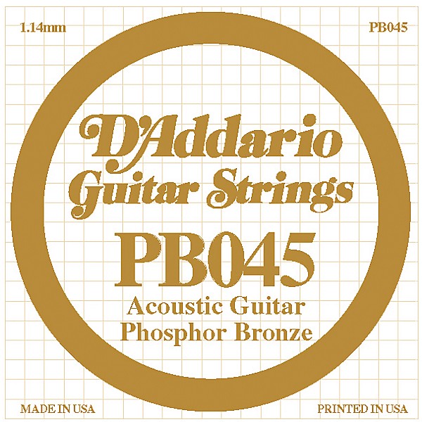 D'Addario PB045 Phosphor Bronze Single Acoustic String Single