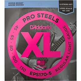 D'Addario ProSteels EPS170-5 Regular Light 5-String Bass Strings