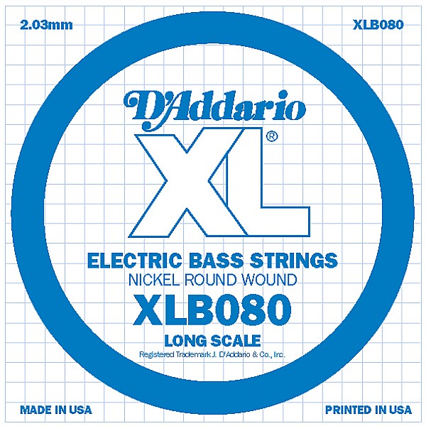 D'Addario XLB080 Nickel Wound Electric Bass Single String