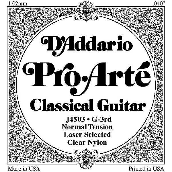 D'Addario J45 G-3 Pro-Arte Clear Normal Single Classical Guitar String
