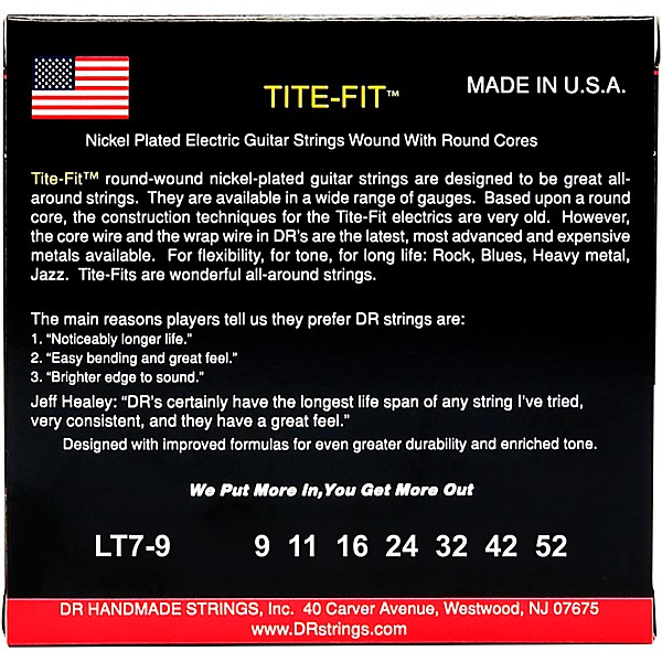 DR Strings Tite-Fit LT7-9 Lite 7-String Nickel Plated Electric Guitar Strings