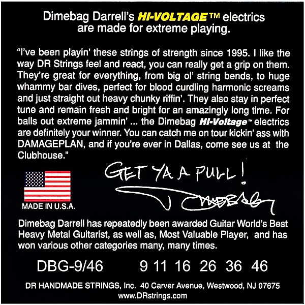 DR Strings Dimebag Darrell Hi-Voltage Electric Guitar Strings Med Lite