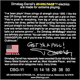 DR Strings Dimebag Darrell DBG-11 Extra Heavy Hi-Voltage Electric Guitar Strings