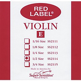 Super Sensitive Red Label Violin E String 1/2