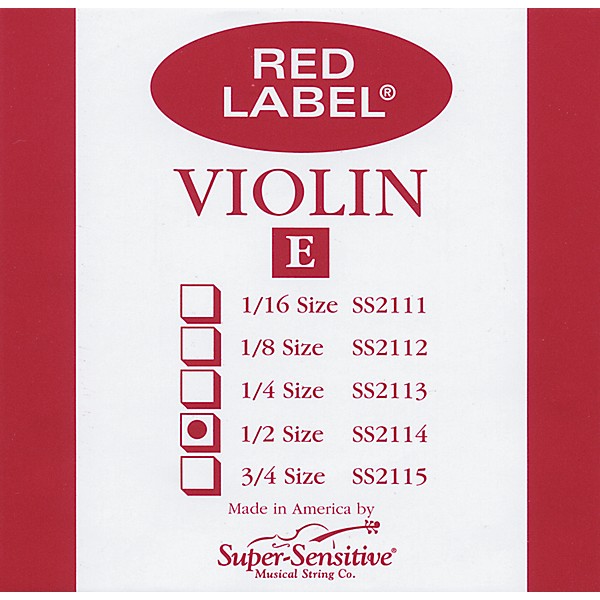 Super Sensitive Red Label Violin E String 1/2
