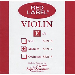 Super Sensitive Red Label Violin E String 4/4