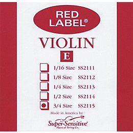 Super Sensitive Red Label Violin E String 3/4
