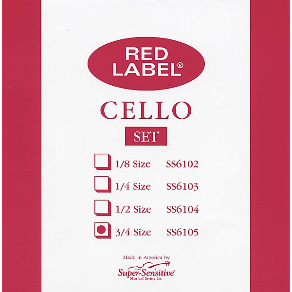 Super Sensitive Red Label Cello String Set 3/4