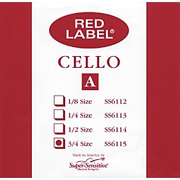 Super Sensitive Red Label Cello A String 3/4