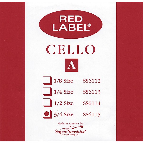 Super Sensitive Red Label Cello A String 3/4