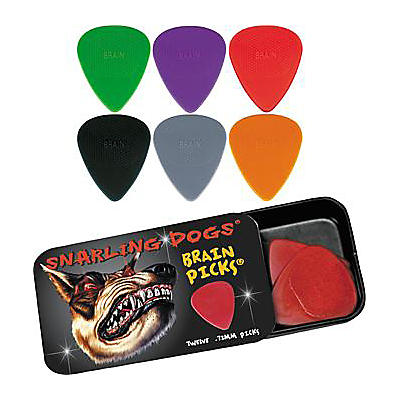 Snarling Dogs Brain Guitar Picks And Tin Box 1 Dozen .53 Mm for sale