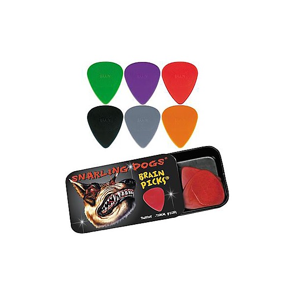 Snarling Dogs Brain Guitar Picks and Tin Box 1 Dozen .73 mm